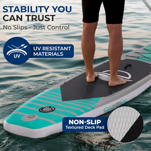 Vista 4 de SereneLife Inflatable Stand Up Paddle Board - Wide Stable Design, Non-Slip Deck for Adults & Youth with Premium Paddle Board Accessories: Carry Bag