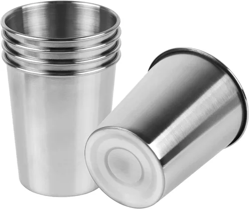 Paquete de 5 vasos de acero inoxidable de 8 onzas de 7.8 fl oz, irrompibles, vasos de metal para niños y adultos, paquete de 5