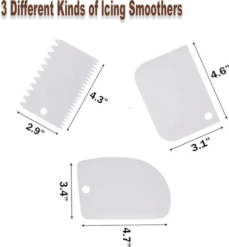 Vista 3 de Soporte giratorio para pasteles de madera de acacia de 12 pulgadas, plato giratorio para pasteles de 2 pulgadas de alto con 2 espátulas de glaseado
