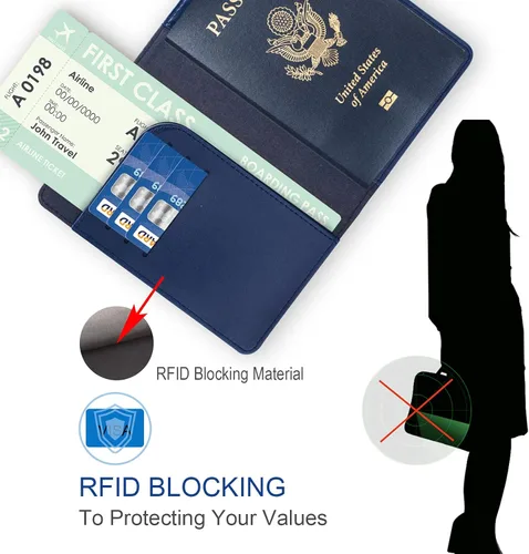 Vista 4 de Teskyer Combo de soporte para pasaporte y tarjetero de vacunación, apto para tarjeta de vacunación de 4 x 3, funda de cuero para pasaporte