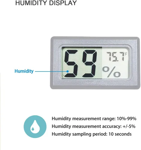 Vista 4 de Paquete de 4 mini medidores digitales de temperatura y humedad, termómetro para interiores, higrómetro, pantalla LCD Fahrenheit (℉) para tanque