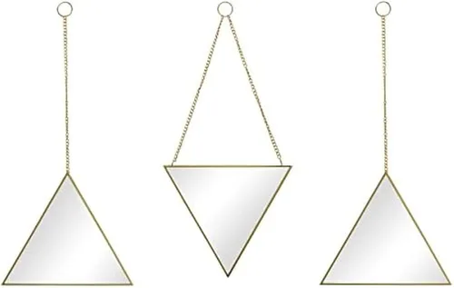 Scott Living Espejos triangulares enmarcados con cadenas, juego de 3, dorado