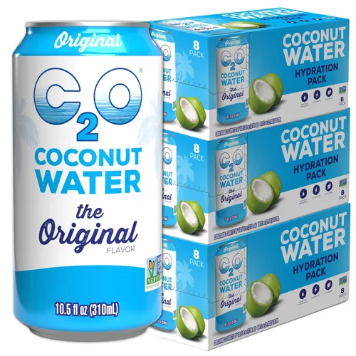 Vista 13 de C2O - Agua de coco con jengibre, lima y cúrcuma (paquete de 12) - Hecho con agua de coco fresca - A base de plantas - Sin OMG - Agua enlatada