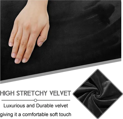 Vista 5 de ULTICOR Funda para Sofá de Dos Plazas Reclinable con Consola del Medio, Fundas de Sofá Reclinable de Terciopelo Elástico de 8 Piezas, Gruesas, Negro