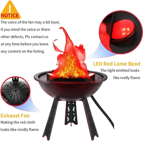 Vista 9 de Lámpara de Fuego Falso 3D LED - Lámpara de Mesa Eléctrica Artificial de 110V Efecto de Fogata Efecto de Luz Realista Suministros para Halloween