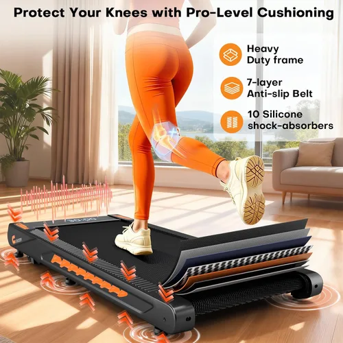 Vista 8 de Walking Pad Treadmill with Speaker, 4-in-1 6.2MPH Treadmills for Home with App Compatible, Walking Pad with 10% Incline, LED Display, 2.75HP