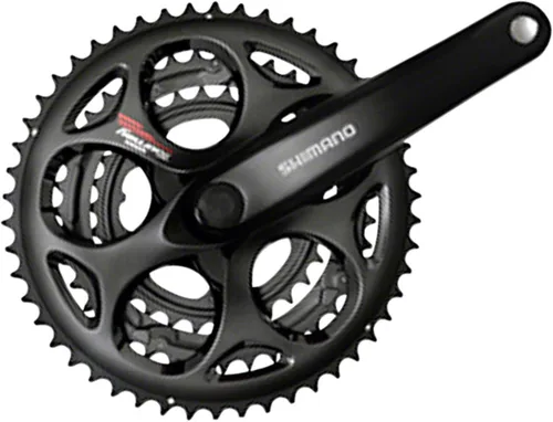 Shimano Tourney FC-A073 - Juego de bielas - 6.693 in, 7/8 velocidades, 50/39/30t, remachada, interfaz de husillo JIS de forma cuadrada, color negro