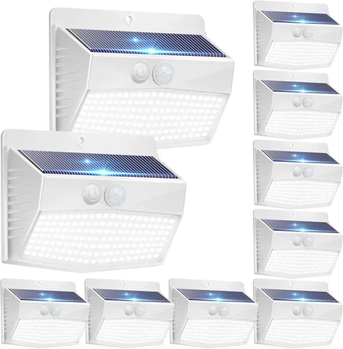 Vista 48 de Peasur Luces solares para exteriores, [138 LED/8 paquetes] Luz de pared de seguridad con sensor de movimiento solar con 3 modos de iluminación