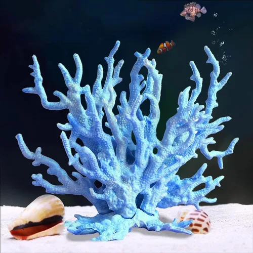 Besimple Adorno artificial de coral para acuario de plástico, plantas para pecera, decoración para paisaje de acuario (6.7 x 5.5 x 1.6 pulgadas)