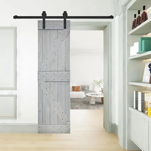 Vista 38 de K Style - Losa para puerta corrediza de granero de madera maciza con acabado de nogal oscuro y café Kona (24 x 84 pulgadas), requiere montaje