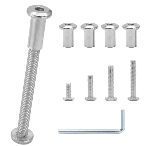 Vista 20 de 35 Pares (70 Piezas) Perno de Cabeza Hexagonal M6x12mm con Llave Allen, Pernos Conectores Plateados para Muebles M6 Tornillos Avellanados Tuercas