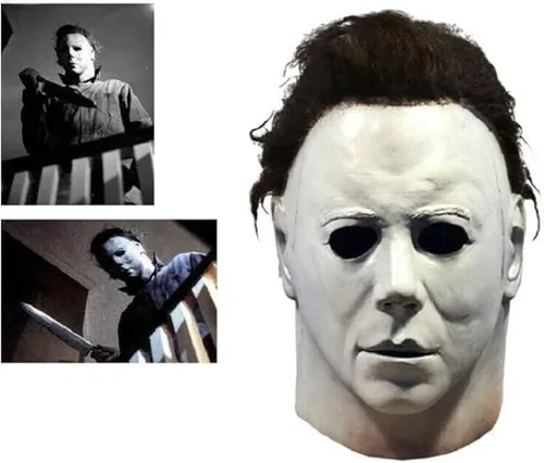 Vista 4 de Máscara de Michael Myers 2024, máscara de Michael Myers para hombres (máscara facial blanca)
