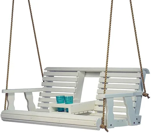 Vista 7 de Porchgate Amish - Columpio de porche tratado para consola de 800 libras con cuerdas para colgar (mancha de cedro)