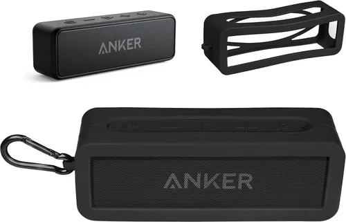 Alltravel Funda de silicona personalizada para Anker Soundcore 2, SoundCore 2 Altavoz Bluetooth portátil de 12 W, protección completa contra golpes,