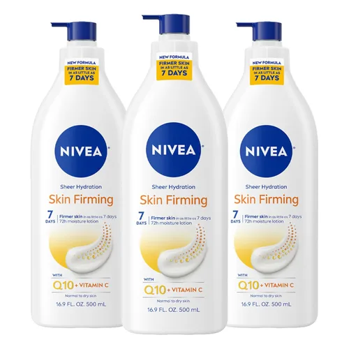 Vista 10 de NIVEA Loción corporal reafirmante para la piel Sheer Hydration con Q10 y vitamina C, hidratante corporal de 72 horas para piel normal a seca
