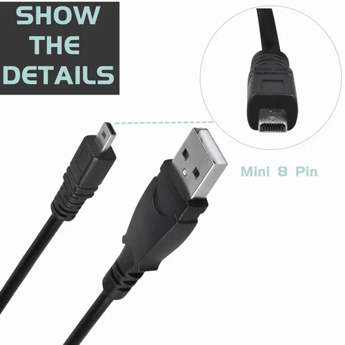 Vista 2 de SLLEA Cable de alimentación USB Mini-8pin de 3.3 pies para Nikon Coolpix P50 S520 S230 S220 S3500 P500