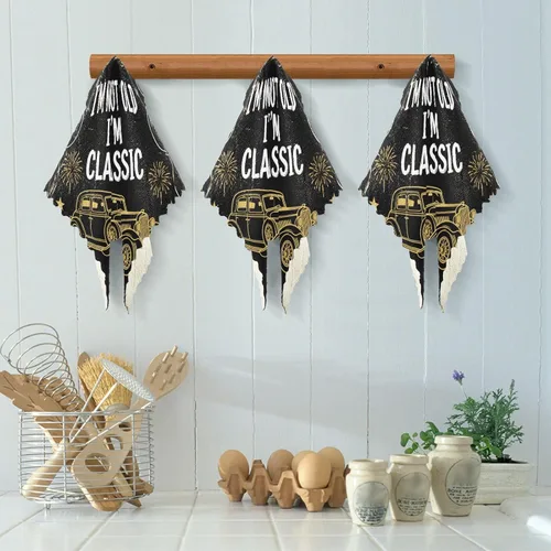 Vista 5 de Birthday Retro 70s Car Kitchen Towels Terry Cotton Quick Dry Reusable and Washable Dishcloth 6 Pack