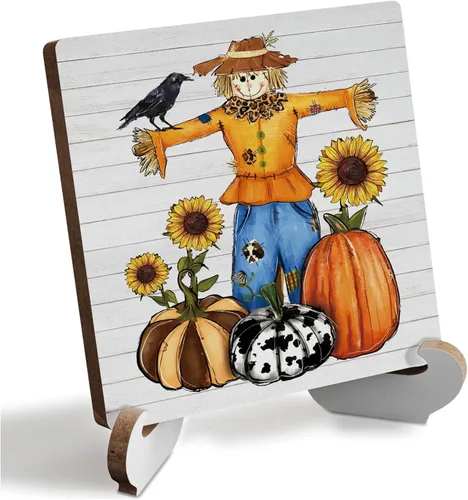 Vista 8 de Siumeili Bonito gnomo de girasol, decoración de escritorio de madera rústica, regalos de girasol para el hogar, granja, oficina, mesa de cocina