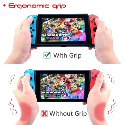 Vista 3 de YUFANLI Protective Case for Nintendo Switch, Grip Case with Game Storage, Nintendo Switch with Stand, Nintendo Switch Cover