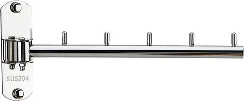 Vista 7 de Perchero Plegable de Pared con Brazo Giratorio de Acero Inoxidable Resistente para Baño, Dormitorio, Cuarto de Lavandería - Negro