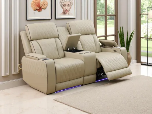 Vista 80 de Juego de sofás reclinables eléctricos, juegos de muebles de sala de estar, sofá reclinable eléctrico moderno negro, sofá biplaza y silla