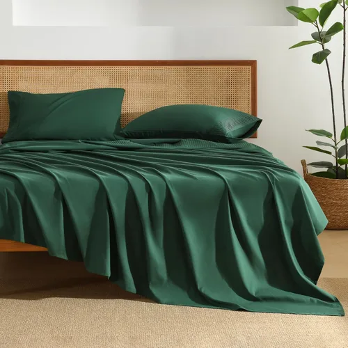 Vista 22 de Juego de sábanas Andency tamaño Queen de 4 piezas, sábanas súper suaves color Avena para cama tamaño Queen, juego de sábanas Queen de microfibra