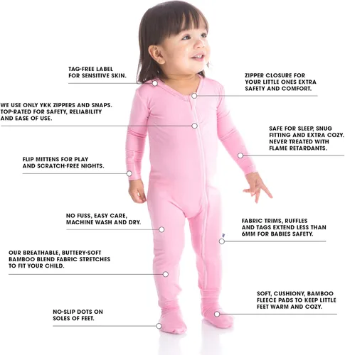 Vista 8 de KicKee Baby & Toddler - Pijama de viscosa ultrasuave de bambú con patas abatibles y puños