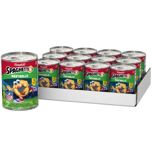 Vista 7 de SpaghettiOs Pasta enlatada con albóndigas A to Z's, lata de 15.6 onzas