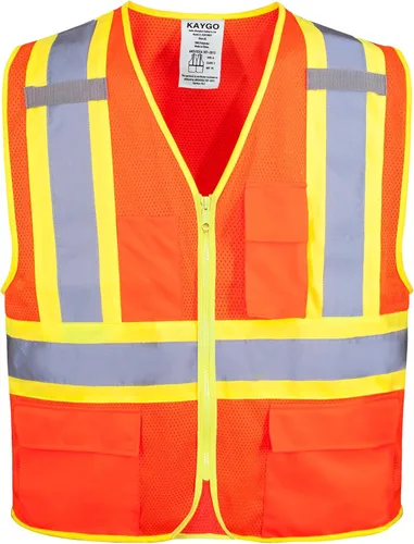 Vista 13 de KAYGO Chaleco de seguridad con bolsillos - Chaleco reflectante de alta visibilidad ANSI Clase 2 Chaleco de construcción