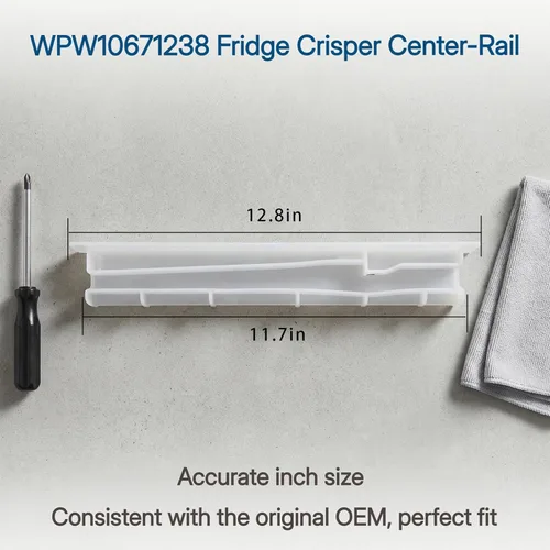 Vista 3 de Actualización W10671238 WPW10671238 - Riel central para cajón de nevera, reemplazo de riel central, 12530701 12530701N 67001057, compatible