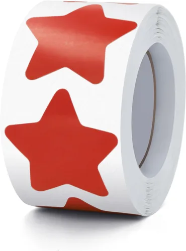 Vista 12 de Rollo de calcomanías de estrellas negras de 1 pulgada, autoadhesivas, impermeables, extraíbles, para niños, profesores, negocios, 500