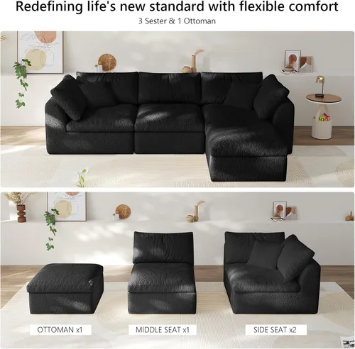 Vista 9 de SYFERLORY Loveseat Sofa Bed, Folding Corduroy, Floor Sofa with Pull Out Bed, Modular Sectional, Multi-2-Way Use, Space Saving, No