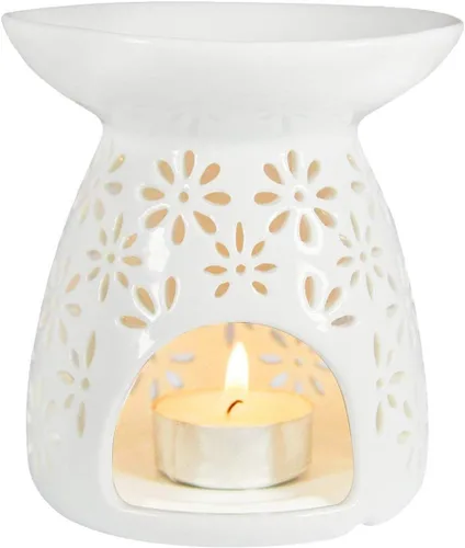Soporte de cerámica para velas de té y calentador de cera, quemador de aceite esencial de aromaterapia, gran decoración para sala de estar, balcón,