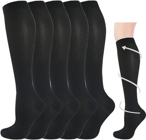 Hi Clasmix Graduated Medical Compression Socks for Women&Men Circulation Recovery-Knee High Supports Running Socks