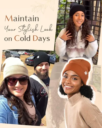 Vista 5 de YANIBEST - Gorro de punto con forro de satén para mujer, gorro de invierno acrílico para mujeres y hombres, gorro con forro de seda, suave, holgado