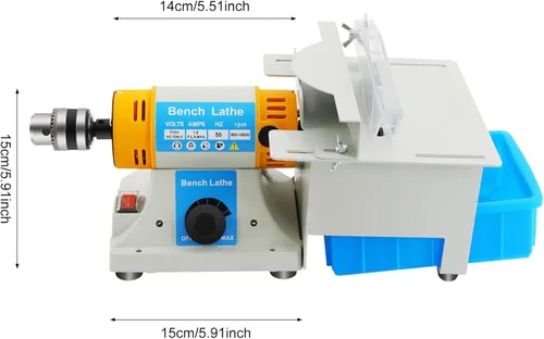 Vista 3 de Mini Sierra de Mesa, Sierra Lapidaria para Joyería DIY, Máquina de Pulido Multifuncional 110V 800-10000 r/min con Eje Flexible para Tallado