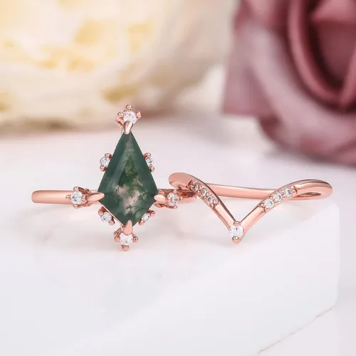 Vista 2 de LAZLUVU Anillos de compromiso de cristal, anillos de boda chapados en oro, anillo de boda para mujer