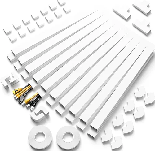 Vista 26 de Delamu Ocultador de cable beige, cubiertas de cable de 85 pulgadas para cables en la pared, ocultadores de cables de un cable, cubiertas de alambre