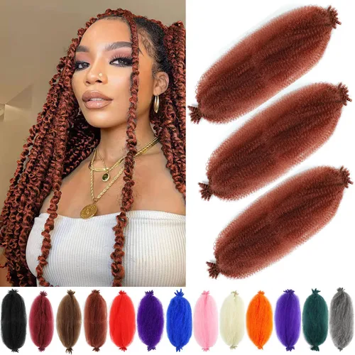 Vista 17 de Cabello Afro Twist de 12 pulgadas, Cabello Afro Trenzado de Ganchillo (12 Pulgadas (Paquete de 3), RED#)