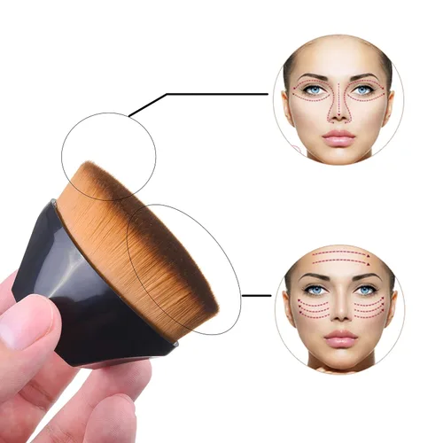 Vista 5 de Brocha de base en polvo - Brocha de maquillaje Kabuki con parte superior plana