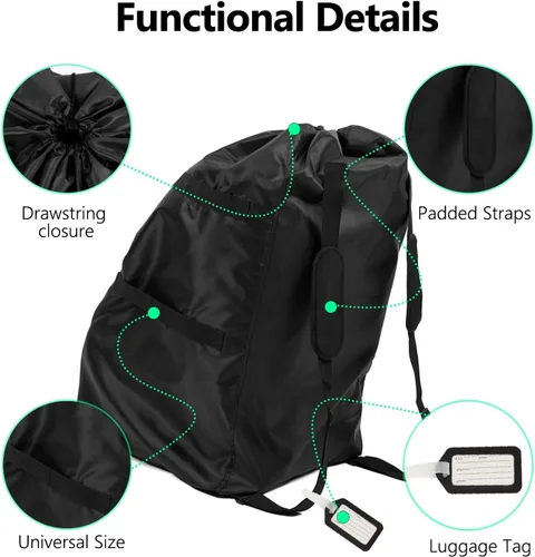 Vista 3 de Bolsa de viaje para asiento de coche de elaia para avión, impermeable y portátil con correas, bolsa de gran capacidad acolchada para asiento