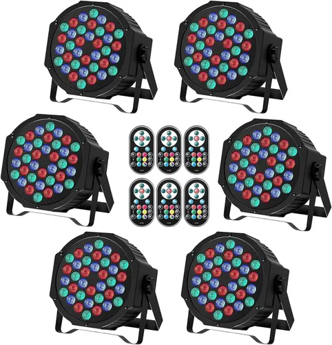 U`King - Luces de escenario, 6 paquetes de 36 LED RGB LED Par, luces de fiesta de DJ de 7 canales con control remoto y controlador DMX activadas por