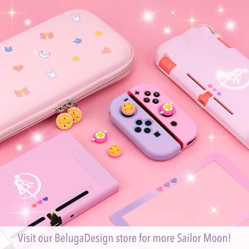 Vista 7 de BelugaDesign Sailor Moon Game Card Case Large Game Cartridge Storage Compatible with Nintendo Switch regular Lite OLED Pastel Pink Anime Sakura