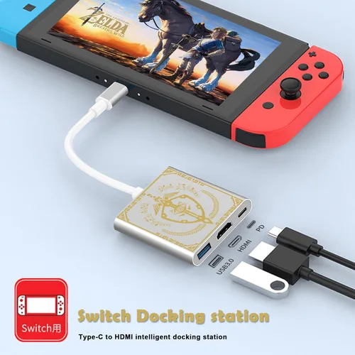 Vista 6 de Aiaabq Estación de acoplamiento para Nintendo Switch, base de interruptor portátil con puerto HDMI TV USB 3.0 y USB C para Nintendo Switch OLEDSteam