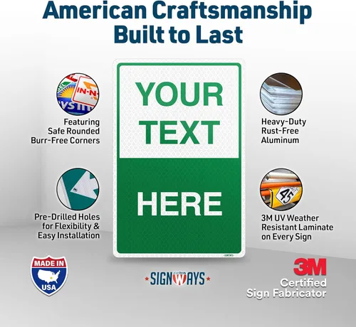 Vista 3 de Letrero de metal rectangular vertical personalizable (1/2 blanco), 10 x 14 pulgadas, lámina 3M. Aluminio libre de óxido 040, agujeros incluidos