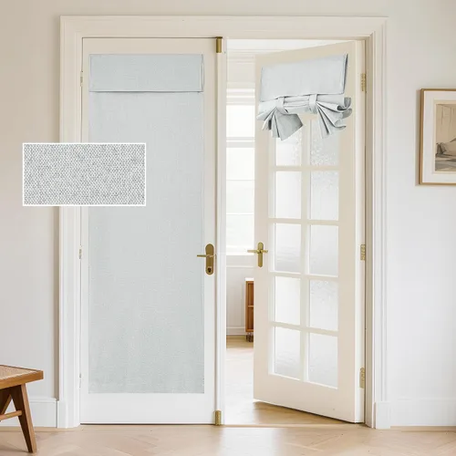 Vista 18 de RYB HOME Persianas de puerta francesa con mezcla de lino, autoadhesivas, privacidad para oscurecer la habitación, cortinas de ventana de puerta