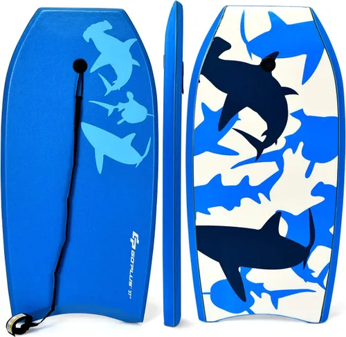 Vista 24 de Goplus Tabla de cuerpo ligera de 41/37/33 pulgadas para playa, tabla de surf con núcleo EPS, cubierta XPE, parte inferior lisa de HDPE, correa