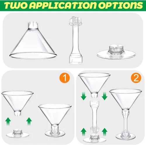 Vista 4 de 100 vasos de Martini de plástico desechables de 5 onzas, vasos de cóctel altos, mini vasos de plástico de Martini irrompibles, tazas de postre
