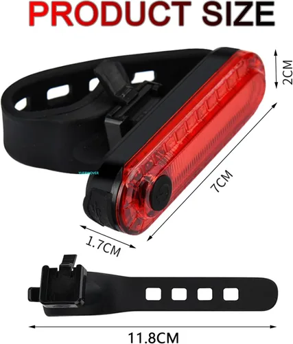 Vista 2 de Paquete de 2 luces traseras de bicicleta recargables USB-C para montar de noche, luces traseras de bicicleta, luces delanteras y traseras