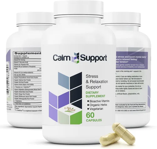 CalmSupport: Stress & Relaxation Support - Ashwagandha, Passion Flower, Valerian Root, Ginger, GABA, Velvet Bean, Motherwort, Oat Seed, Phyllanthus,